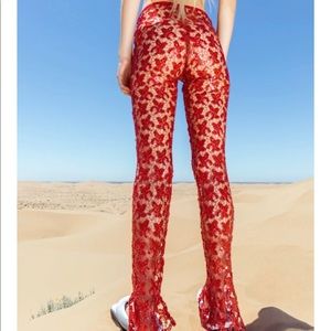 Brand New Siedres red lace sequin pants